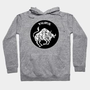 Taurus Astrology Zodiac Sign - Taurus Bull Astrology Birthday Gifts - Black and White - Marble Hoodie